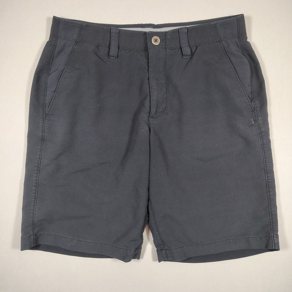 Under Armour Performance Shorts Mens 32 Black HeatGear Golf Solid Woven 1253487